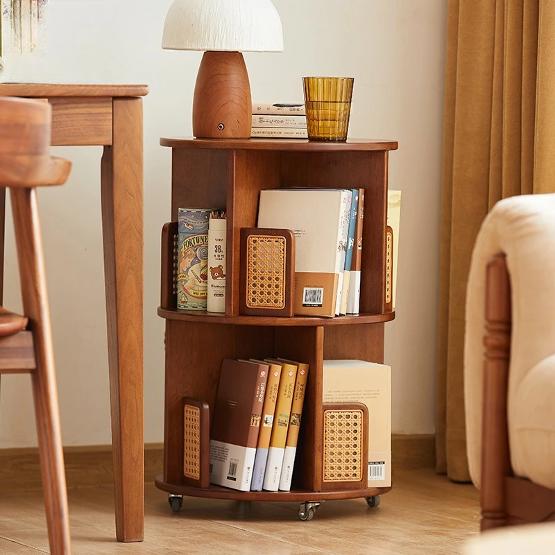 Estante de madeira maciça prateleira de chão rotativa móvel livro prateleira de armazenamento rack de armazenamento doméstico multi-camada estante