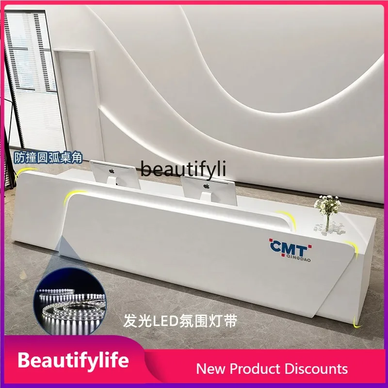 

V3286 Modern company, hotel reception desk custom paint beauty salon checkout page special-shaped simple bar