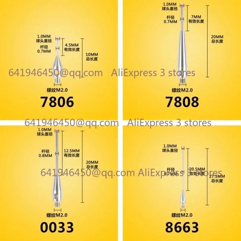 1PC M2m3 FOR Renishaw Three-dimensional Coordinate Stylus Three-dimensional Probe Cnc Ruby Stylus 0.5/1.0/1.5/2.0/3.0