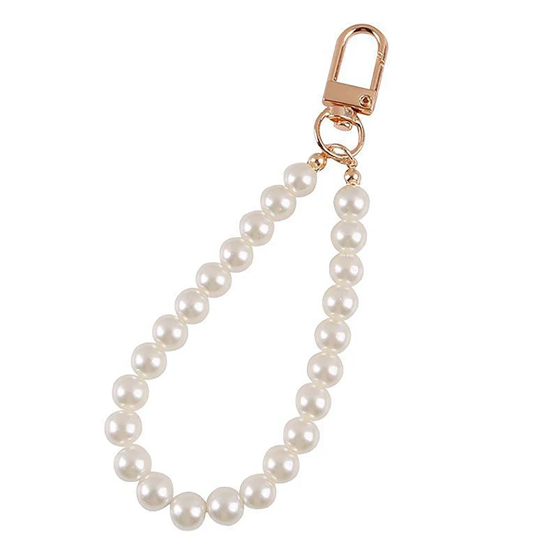 Pearls Beaded Alloy Keychains for Women New Minimalist Car Bag Bluetooth Headset Key Rings Pendant Jewelry Accessories