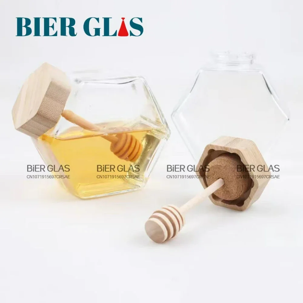 100ml 6pcs 8pcs 10pcs Honey Jar with Dipper Small Bottle Glass Bamboo Lid and Wooden Spoon Packaging Home Wedding Gift Wholesale