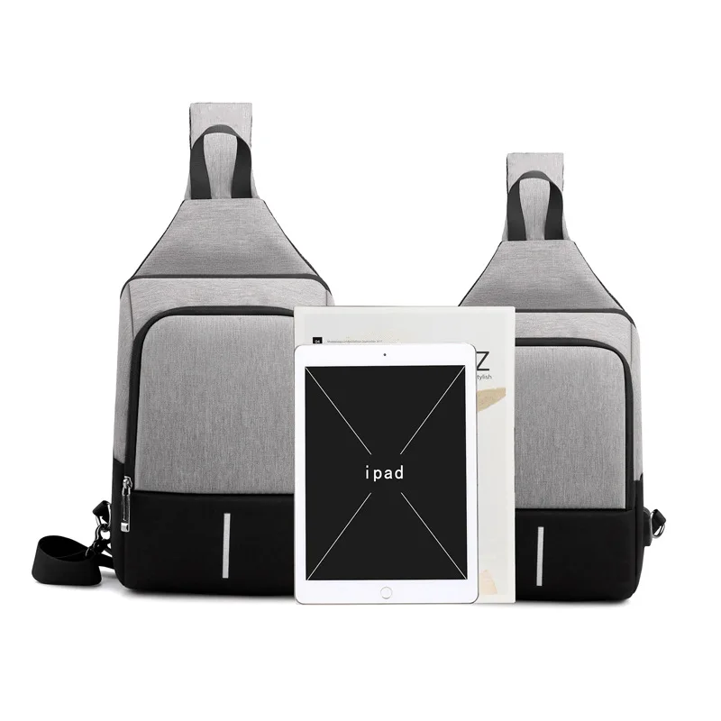 Chest Bag Men\'s Cross-body Chest Bag One Shoulder Chest Bag USB Rechargeable Small Backpack