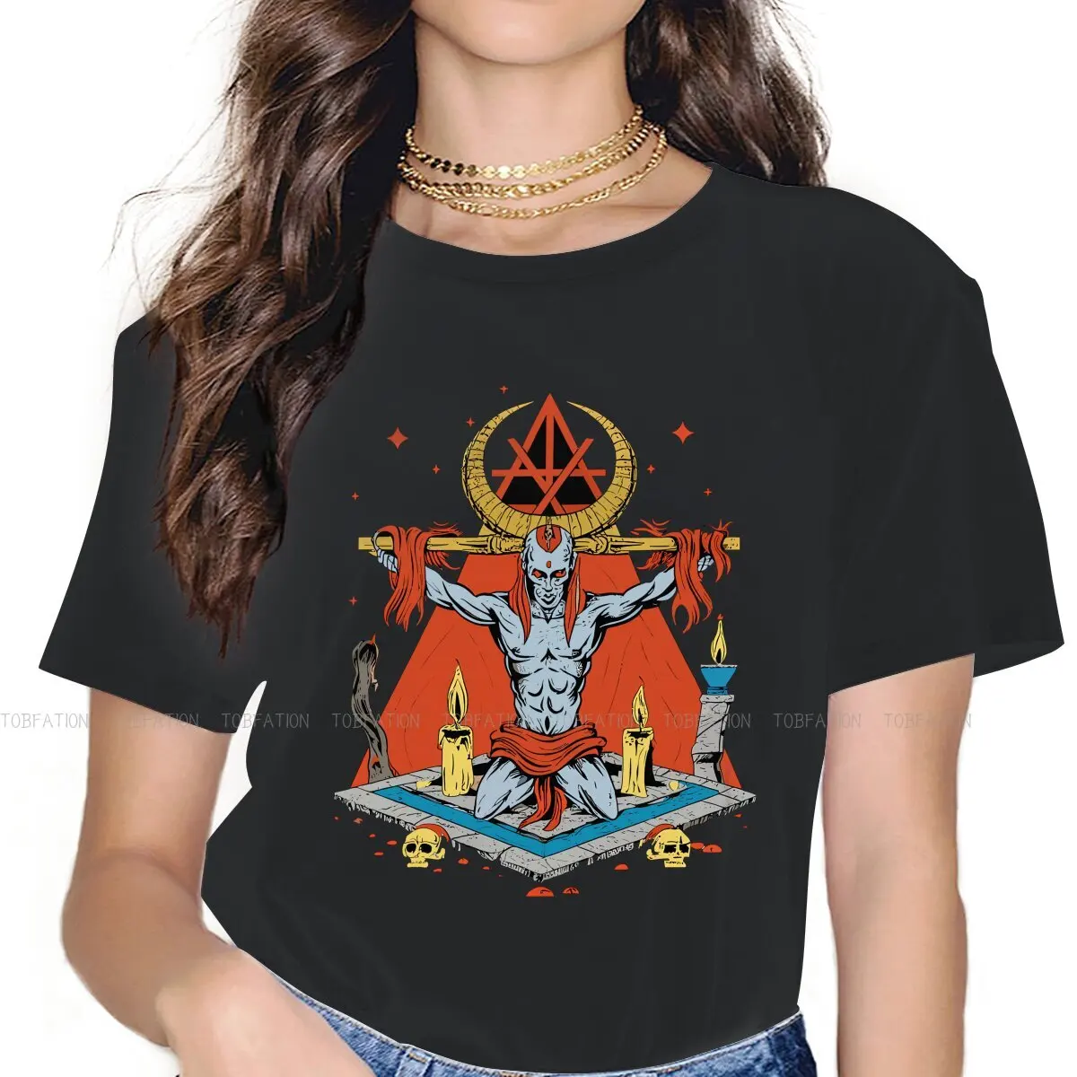 Horrible  Hell Devil TShirt for Woman Girl Stannic Occultism 5XL Summer Sweatshirts T Shirt Novelty Loose