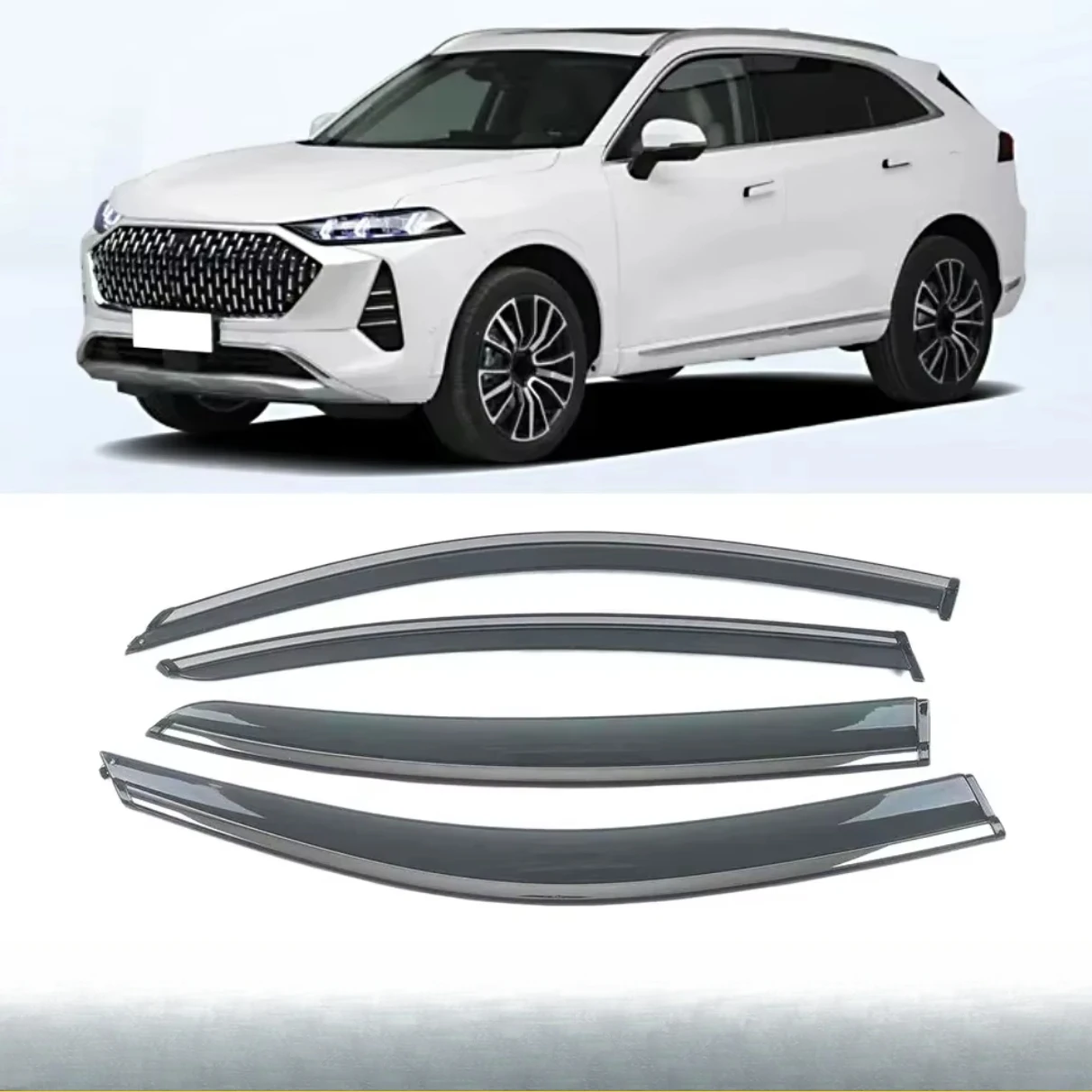 

Chrome Strips Rain Guards for GWM WEY Coffee 01 2021-2023 Window Visor Wind Deflectors Door Visor Vent Shades Ventvisor