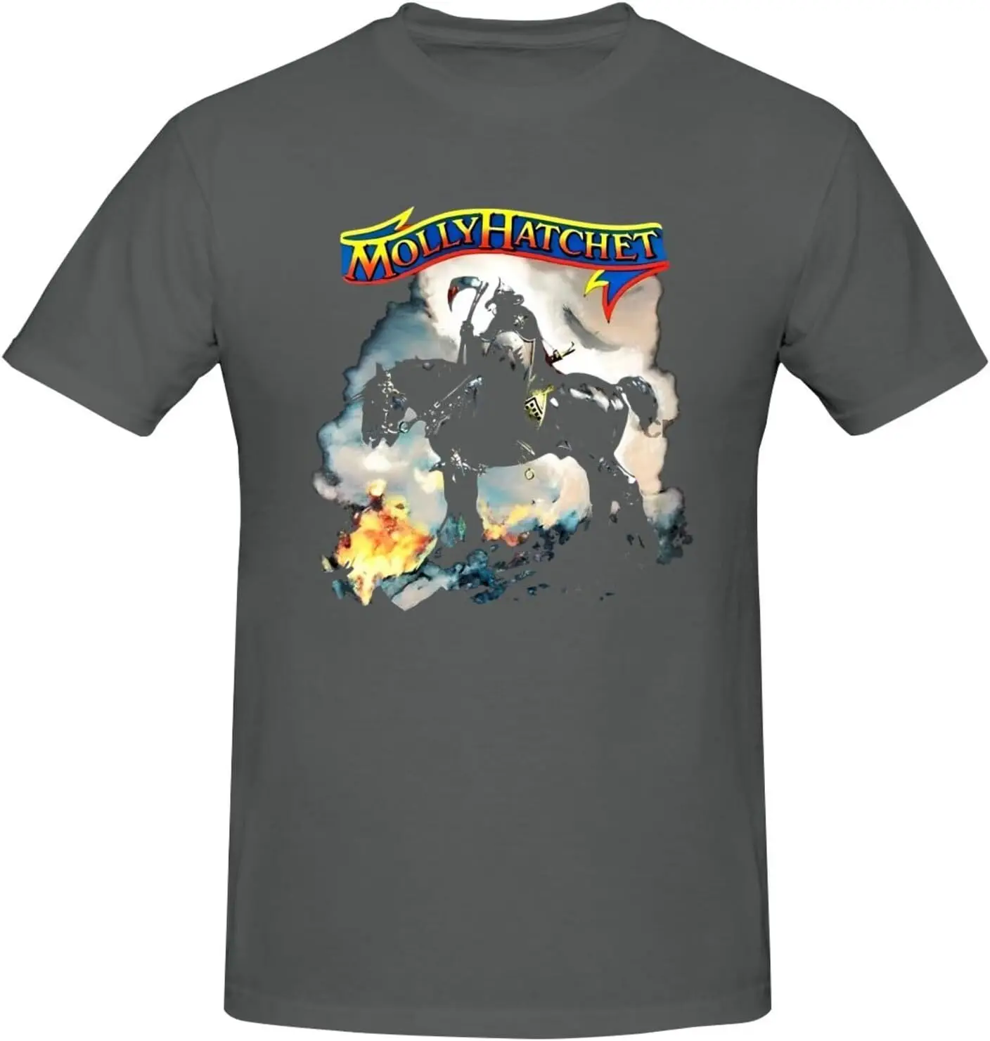Molly Music Hatchet Shirt Men's Crew Neck Short Sleeve Tops Fashion Trend Tee Deep Heather