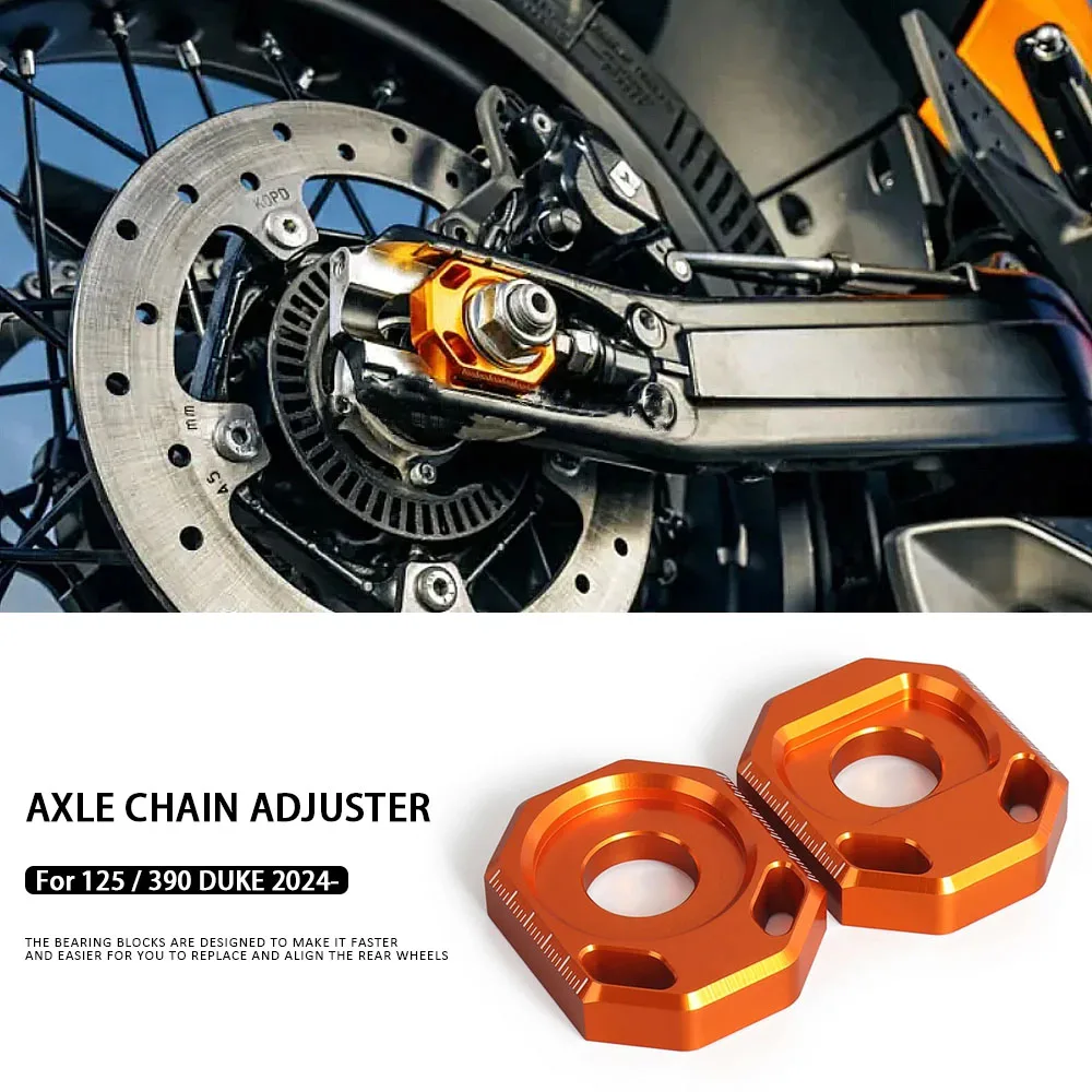 

Orange With Logo Rear Axle Block Chain Adjuster Regulator Sliders Tensioner Motorcycle For 125 DUKE 390 Duke 390Duke 2024 2025