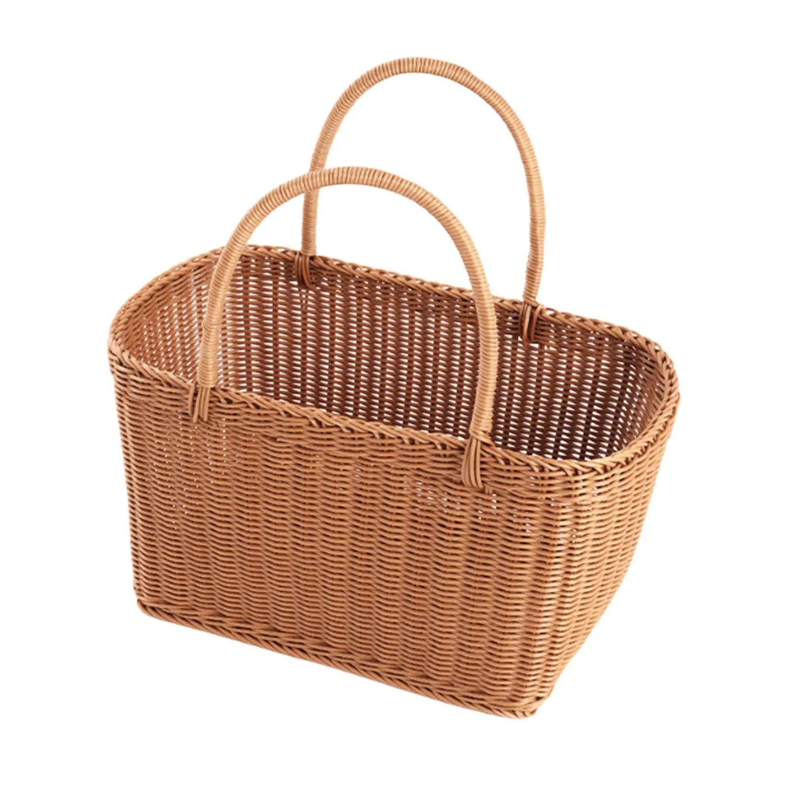 

Handwoven Basket Picnic Basket Portable Weave Bin Fruit Multifunctional Vegetable Storage Flower Organizer for Market Camping