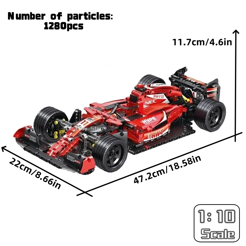 1280 pz Formula Tecnica Auto Da Corsa Building Blocks In Magazzino Rosso F Supercar Città Veicolo MOC Set Mattoni Giocattoli Per Il Regalo Dei Bambini