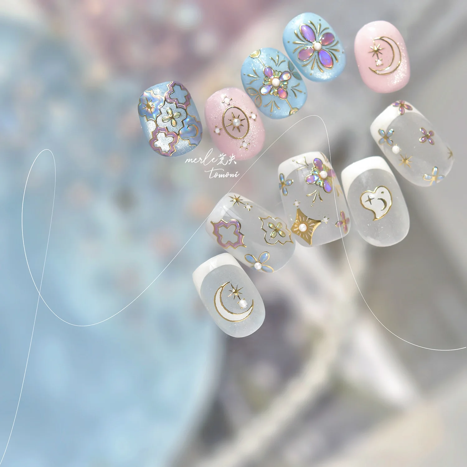 Adesivi per unghie con strass di cristallo 5D Bohemian colorato amore cuore luna decorazione per unghie adesivo decorazione adesiva decalcomania per manicure