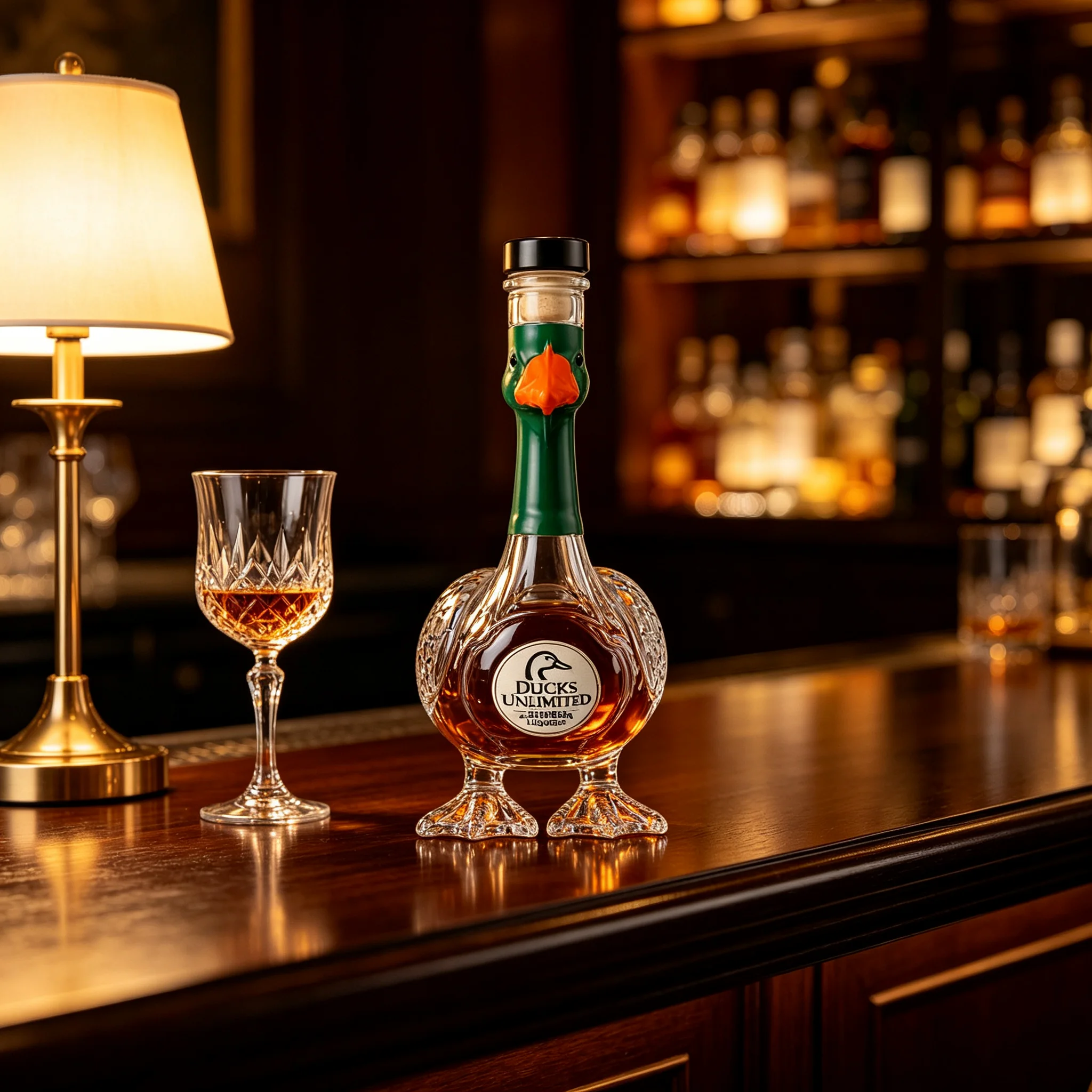 Duck Theme Glass Decanter Hand Painted Beak Decorative Liquor Bottle for Home Bar Whiskey Display Gift