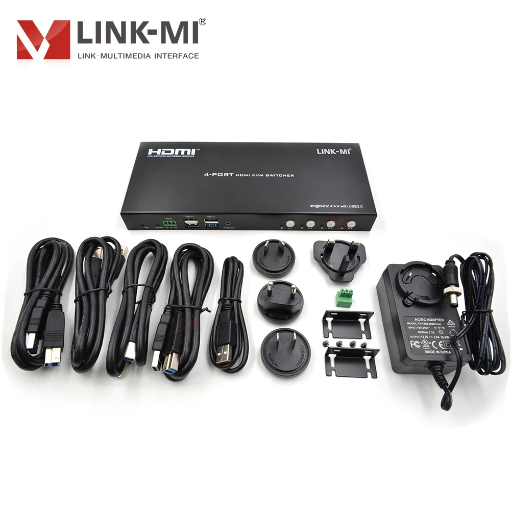 محول HDMI2.0 KVM ذو 4 منافذ 4K @ 60 هرتز 18 جيجابت في الثانية HDR10/Dolby Vision مع USB3.0 RS232 HDCP2.2 يدعم Win/Mac/Ubuntu #6