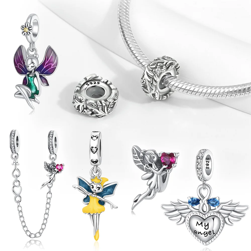 Charms Plata Angel Heart Wings Valentines Day Gifts Silver Plated For Charms Silver Plated Original Bracelet for Jewelry Making