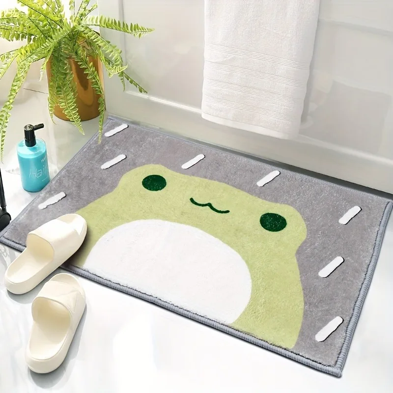 VIKAMA Fußmatte mit traurigem kleinen Frosch, bequem weich und warm, rutschfest, für den Eingangsbereich, Flur, Badezimmerteppich, Heimdekoration