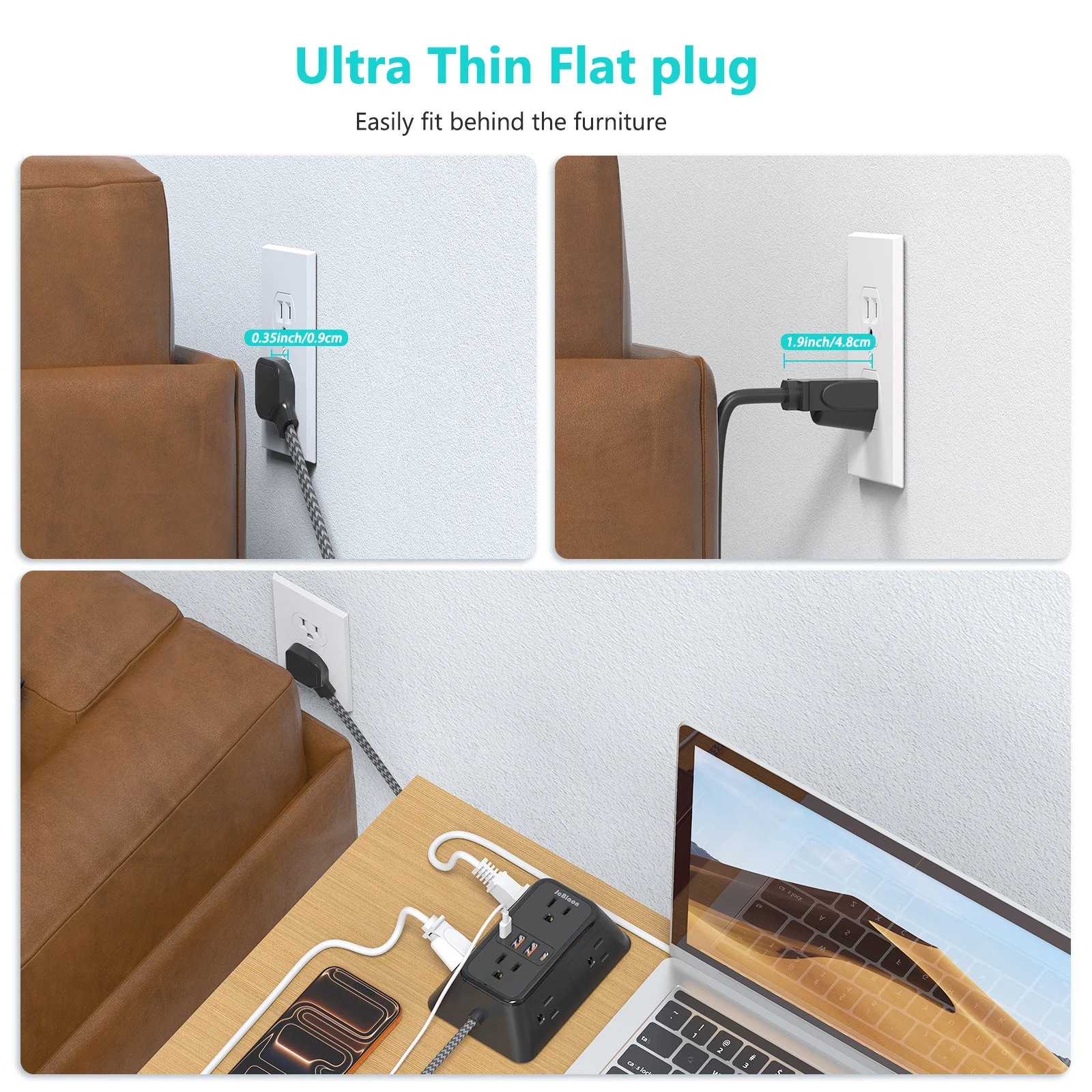 ปลั๊กไฟแบบแบนบางพิเศษ 6 ช่อง ป - Ac Surge Protector บทวิจารณ์และราคา