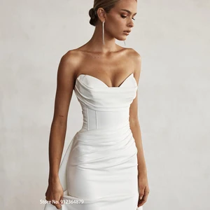 Moderne Meerjungfrau Front -Slotm -Kleider Zug Trerytücher Liebe Brautkleider 2023 Frauen Boho gemacht 10 Hauptverkaufsbraut Tante Kleid - №2