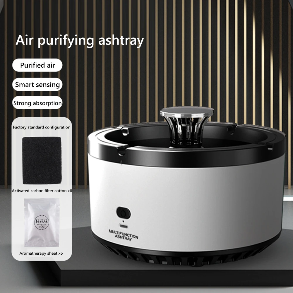 Smart Portable Ashtray Air Purifier Multifunctional USB Charging Removal Second-hand Smoke Household Mini Desktop Purifier