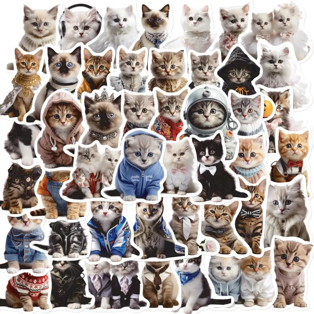 50PCS Funny Cute Animal Cat Cartoon Stickers DIY Laptop Scrapbook Phone Suitcase Diary Decoration Graffiti Sticker Kids Toy