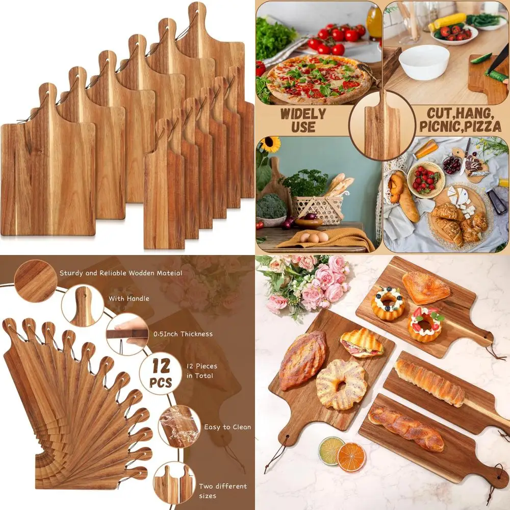 

Tanlade 12 Pcs Wood Cutting Board Set Cutting Board with Handle Chopping Serving Board Butcher Cutting Block for Valentines Moth