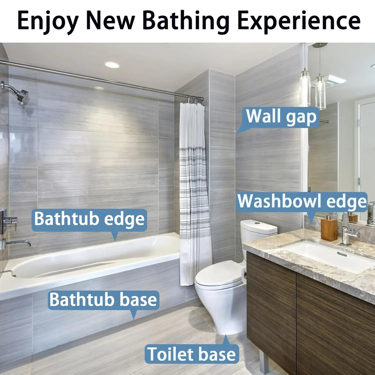 شريط السد ذاتي اللصق، شريط السد المقاوم للماء للمرحاض، سدادة حول القاعدة، بديل السد التقليدي للحمام، حوض الاستحمام #4