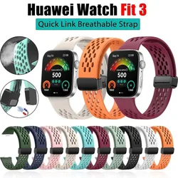 Silicone Breathable Strap For Huawei Watch Fit 3 Sports Bracelet Magnetic Watchband Sport Straps For