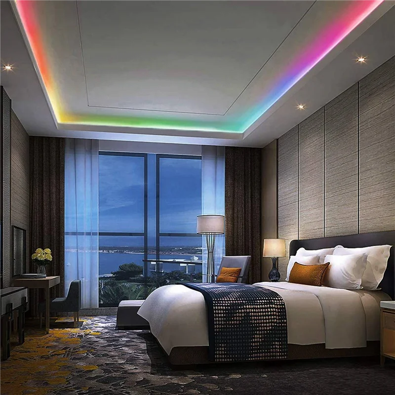 【Favorito a las personas】 Tira de luces RGB de 5M 3528 300LED Tira de luces LED flexible con control remoto de 44 teclas + controlador para sala de estar navideña