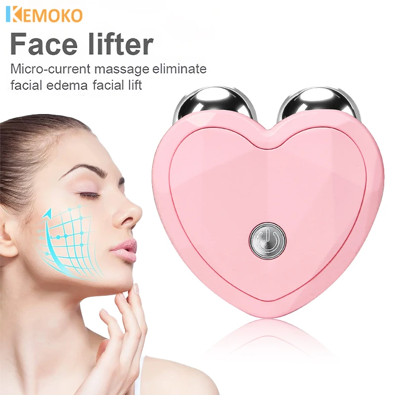 Micro Current Beauty Device Mini Portable Face Lifting Roller Slimming Massager EMS Delicate Contour Firming Facial Care Skin