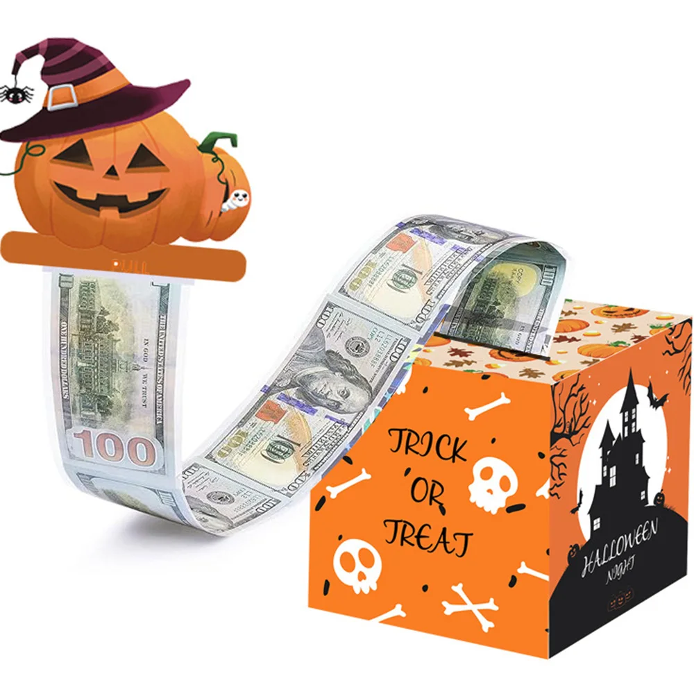 Halloween Decoration 1pc 12*12*12cm Birthday Money Box Cash Gift Surprise Money Gift Boxes with Pull Out Happy Birthday Day Card