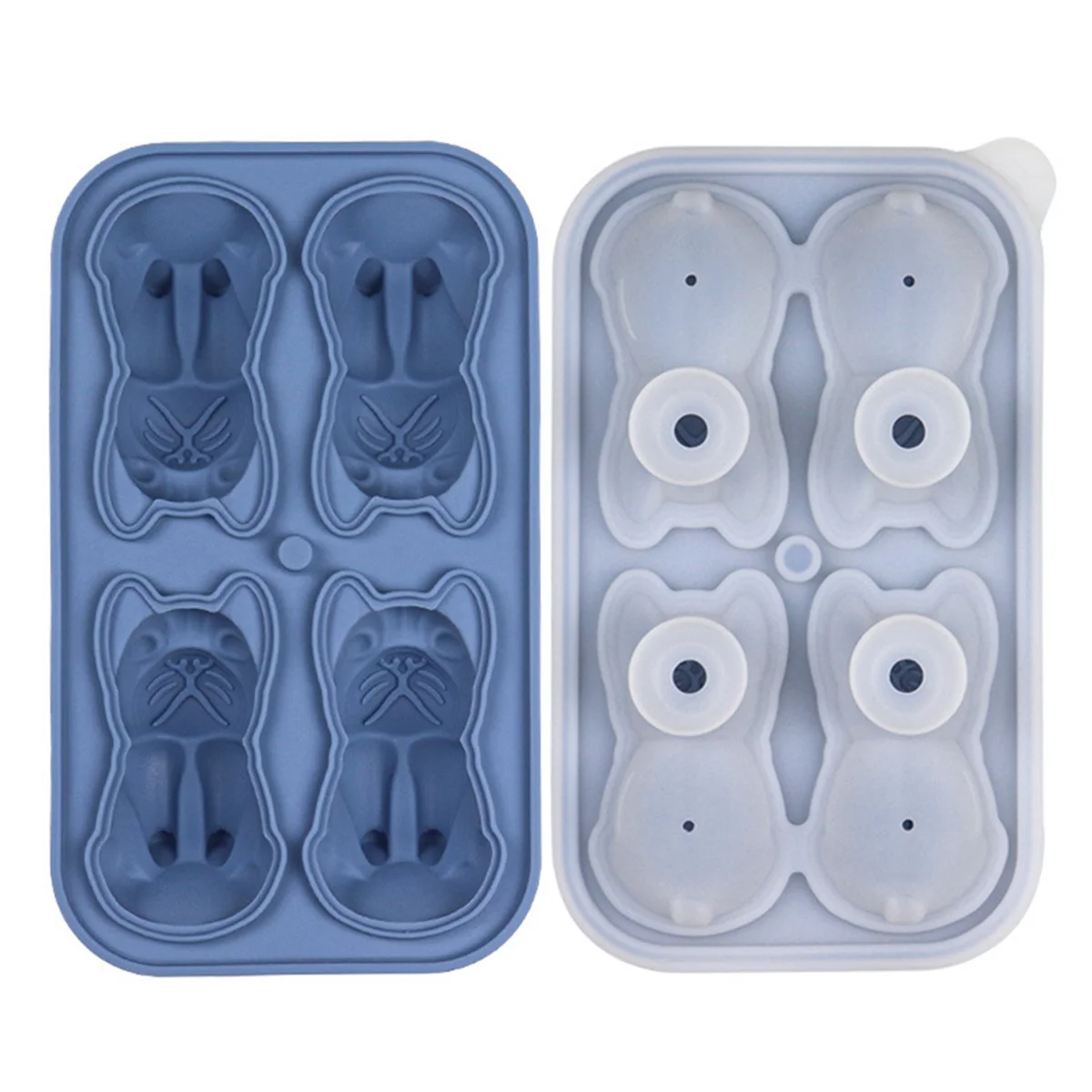 French Bulldog Ice-Cube Mold, 4 Hole Fun Shapes Frenchie Bull Dog Ice-Cube Tray for Whiskey,Cocktail,Bourbon Green