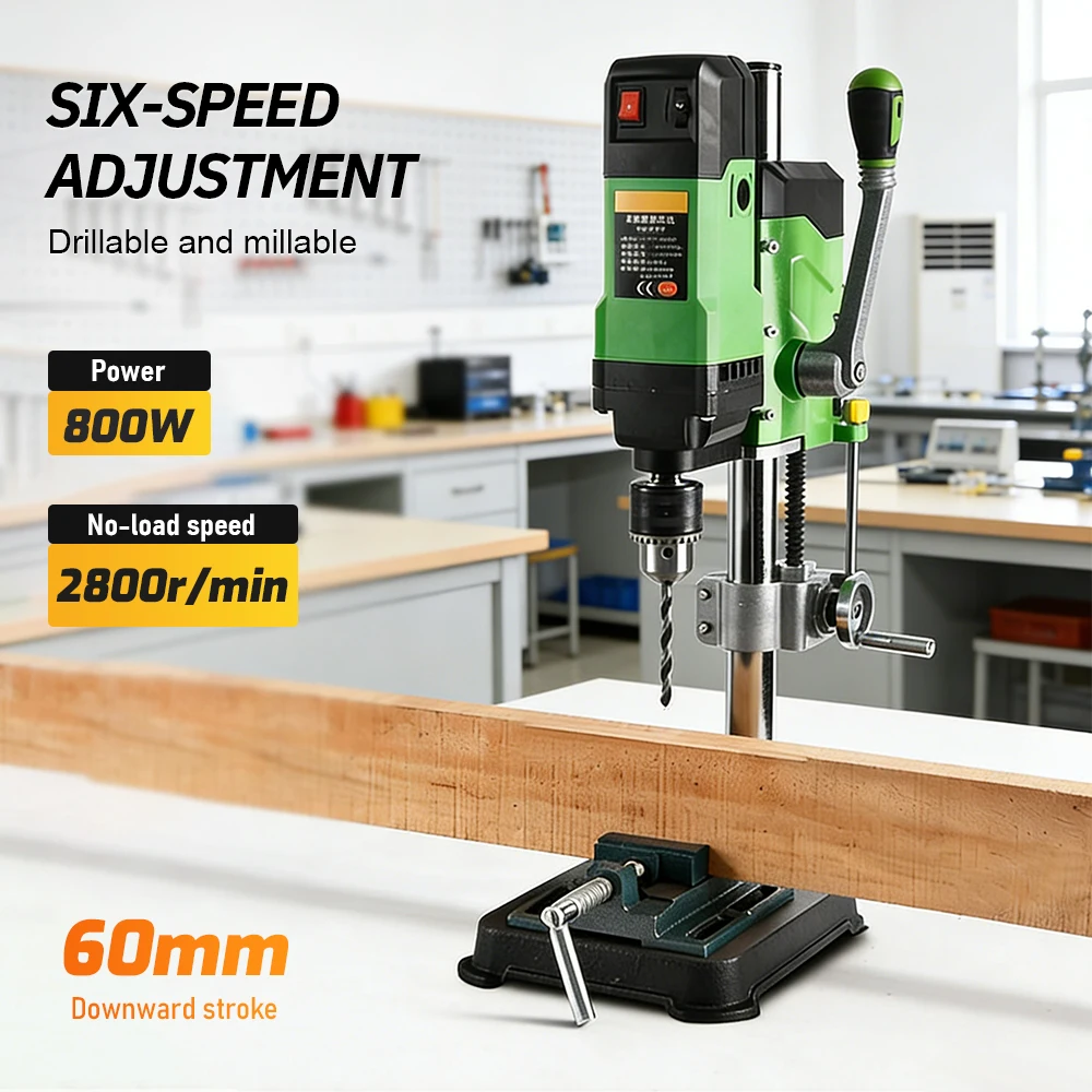 Powerful 800W Mini Drill Press Bench Top Drilling Machine with Drill Bits Kit for Wood, Metal, Plastic Precision Hole Drilling