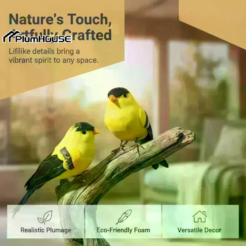 1/3 PCS Artificial Golden Oriole Birds With Realistic Feather Attachable Clip Perfect For Home Garden Tree Party Decoration