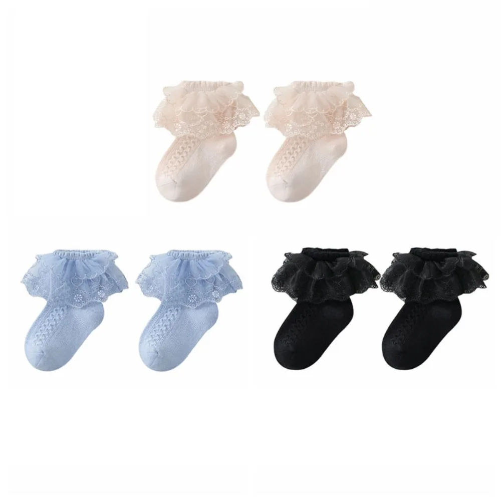 

3Pairs Cute Lace Lolita Baby Ankle Socks Sweet Short Tube Children Cotton Socks Kids Hosiery Toddle Princess Socks Kids