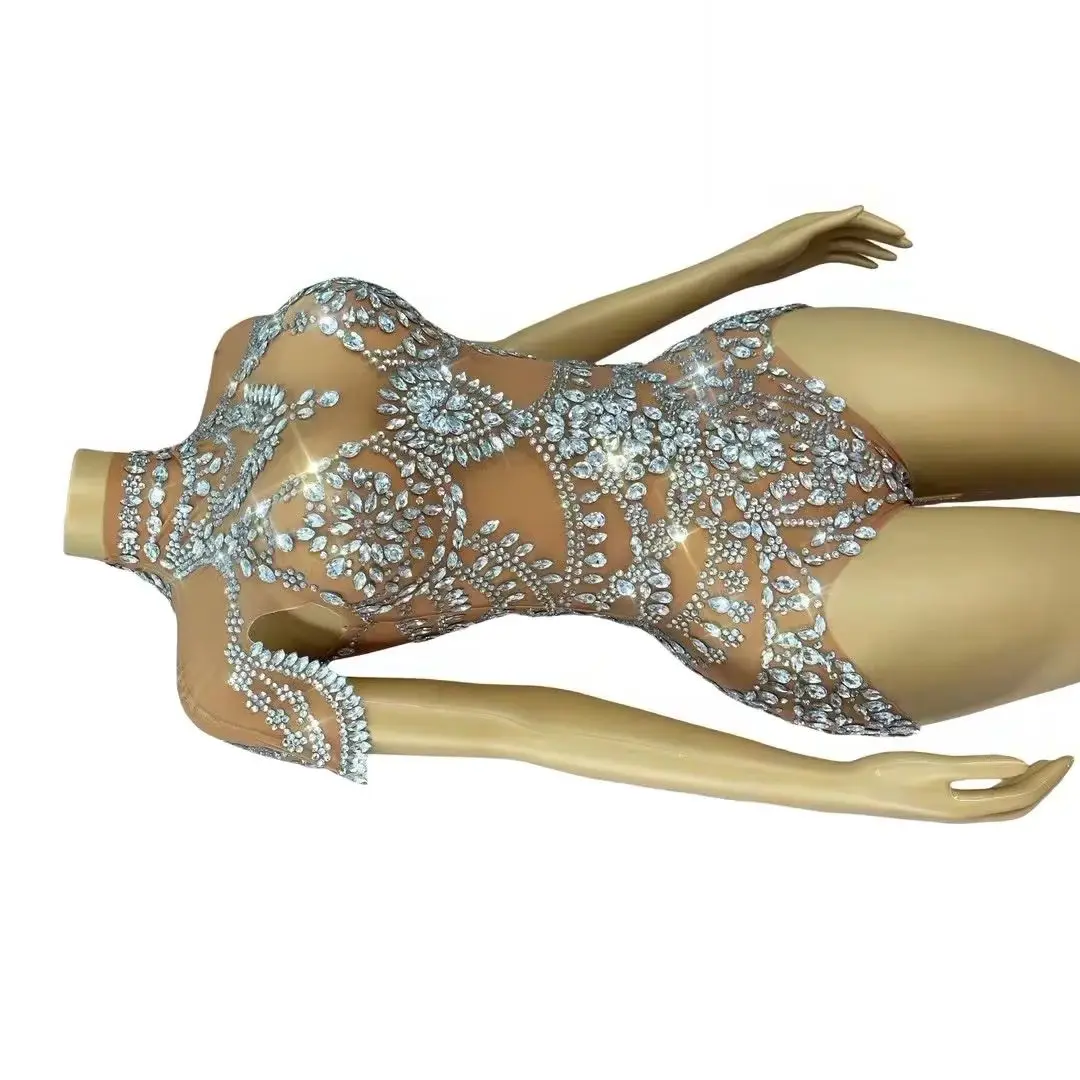 

Узкое боди со стразами и бриллиантами, сценический бар, ночной клуб, танцевальный костюм певицы, вечерняя вечеринка, наряд для шоу 2024