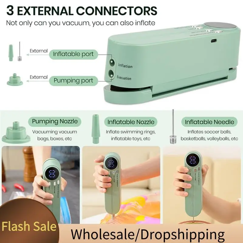 

BAAD Snack Bag Sealer Handheld Vacuum Sealer Forfood Portable Vacuum Sealer Fortravel Green