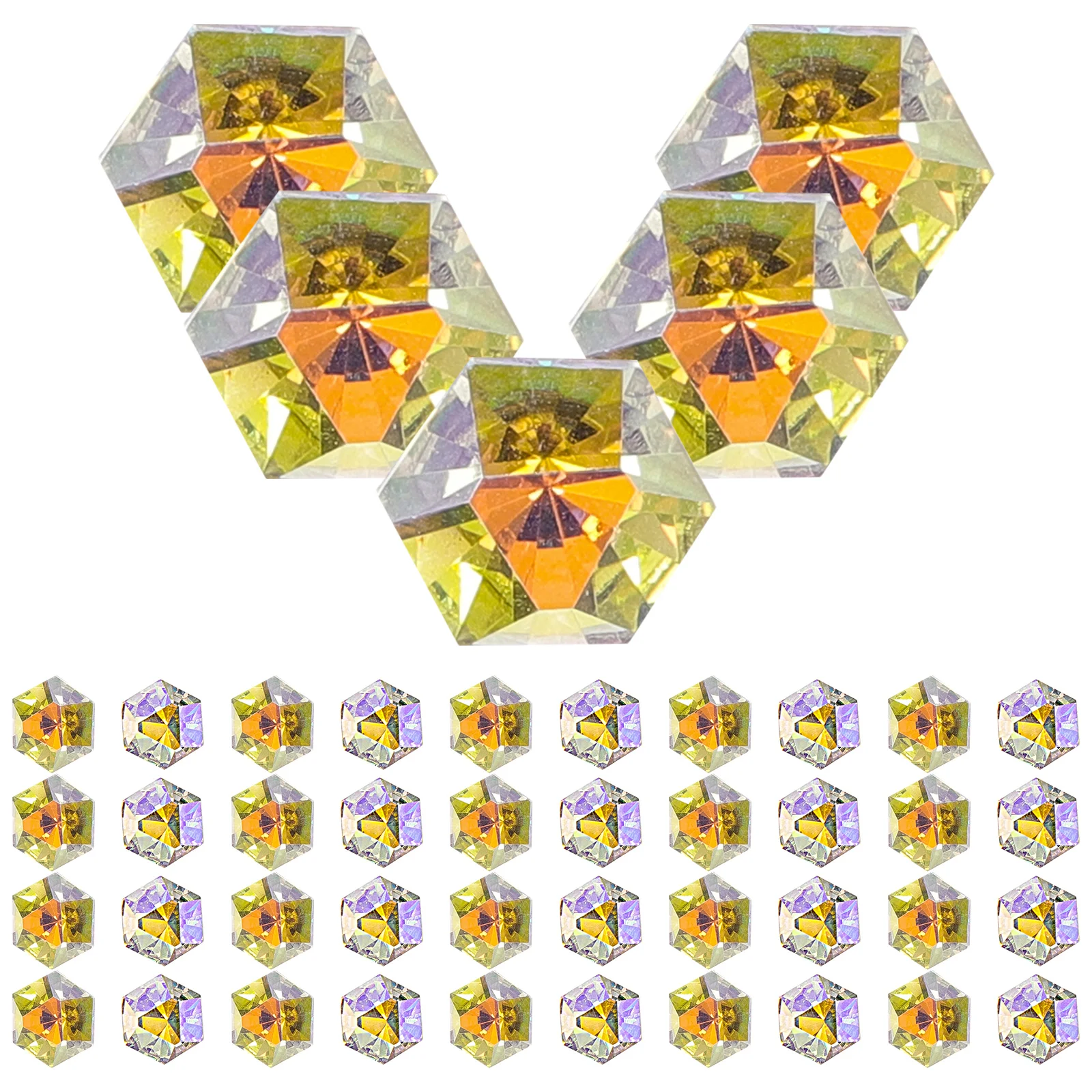 

50 Pcs Hexagon Hexagonal Manicure Stickers Miss Gems Rhinestones Nail Crystals