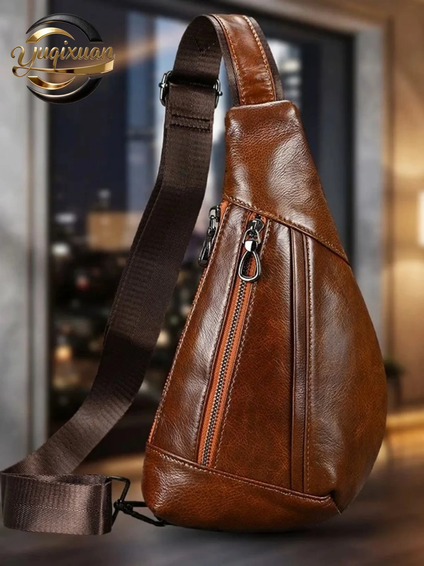 yuqixuan-men's-fashionable-leather-chest-bag-top-layer-cowhide-single-shoulder-sling-bag-sporty-casual-crossbody-bag