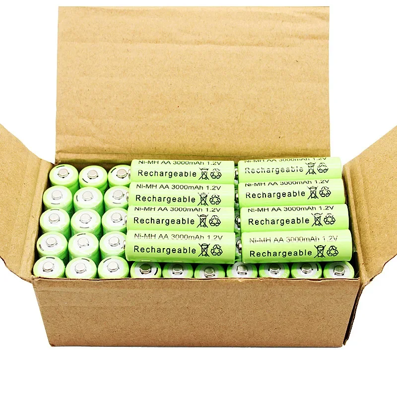 1.2V AA 3000mAh NiMH 1.2V rechargeable battery, green battery can be used for calculators, small toys, flashlights, etc