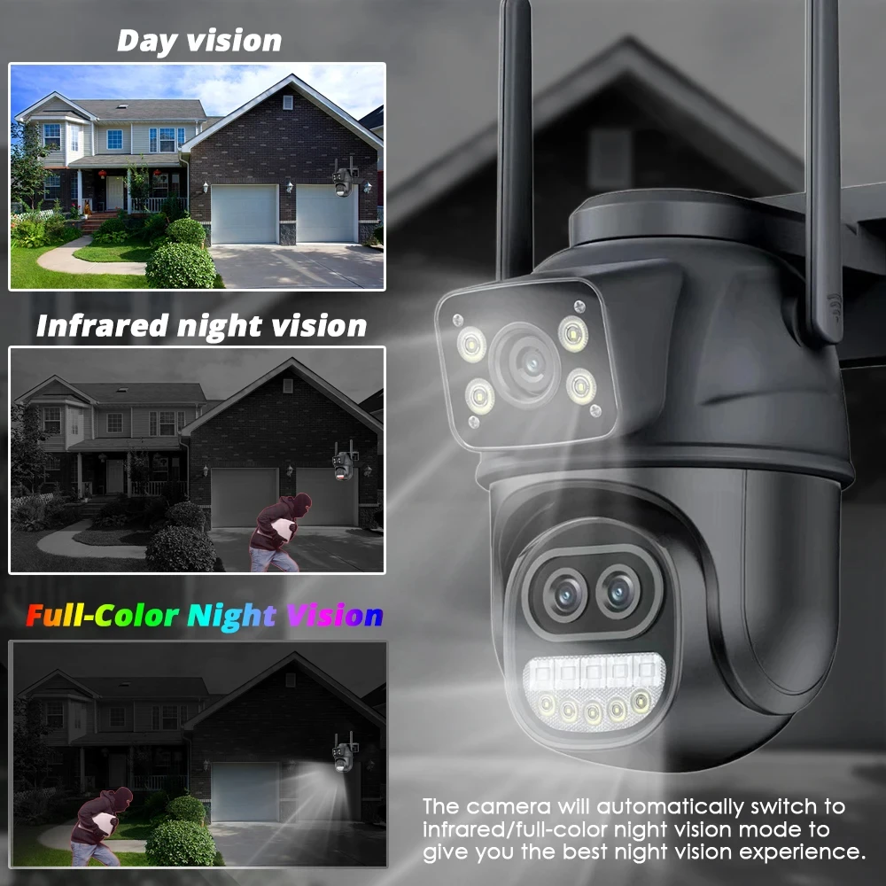 نظام مراقبة الفيديو الذكي 10CH XMEye 10CH 4K POE NVR Kit ثلاثة عدسات مسار تلقائي 9MP WIFI كاميرات 8X Zoom PTZ CCTV لاسلكي