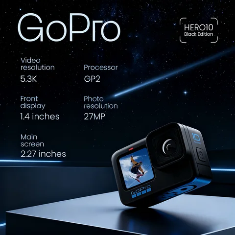 GoPro HERO 10 Black Action Camera Hero10 5.3K Screen Sports Camera 23MP GP2 Waterproof Mini Video gopro 10 Cameras