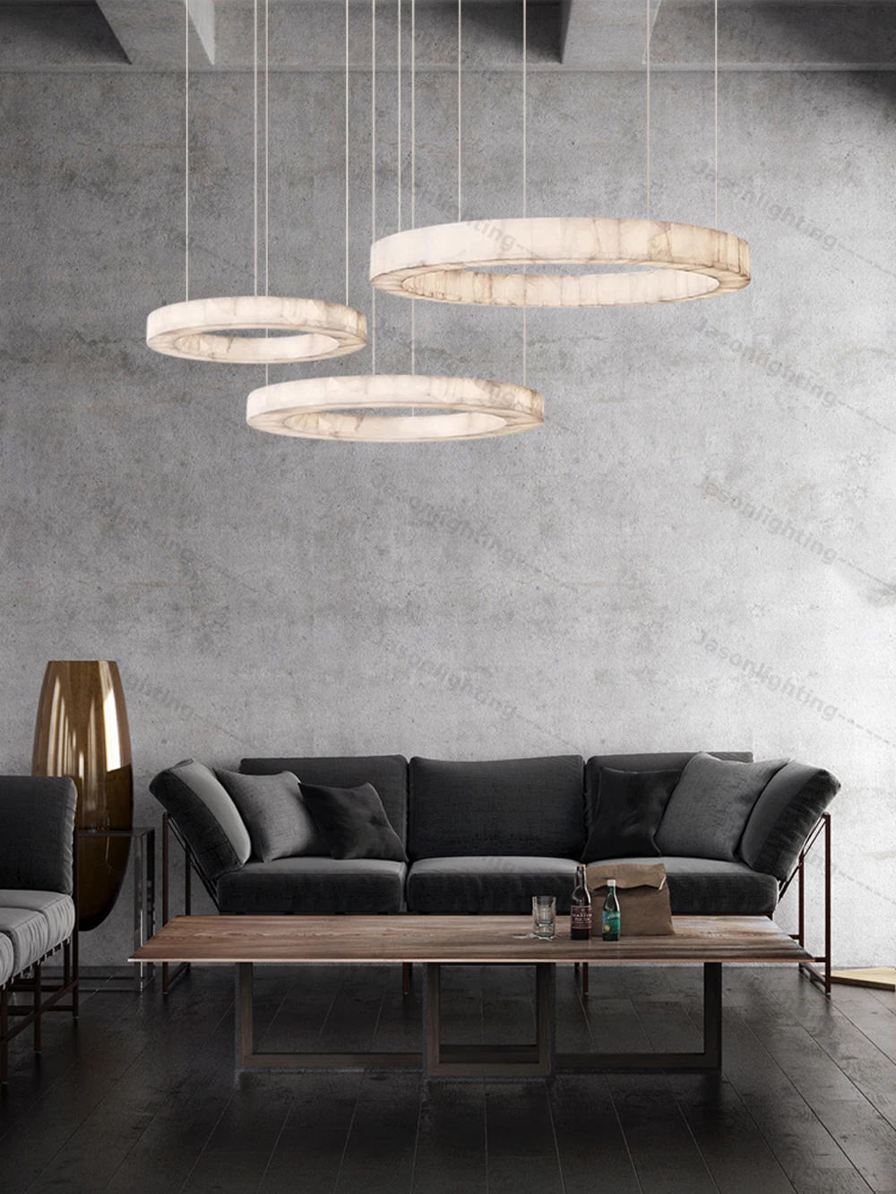 Dimmable LED Natural Marble Pendant Light Alabaster