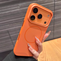 Official Original Liquid Silicone for Magsafe Orange Phone Case for IPhone 17Pro Max Air 16 E 15 14 13 12 Magnetic Charge Cover