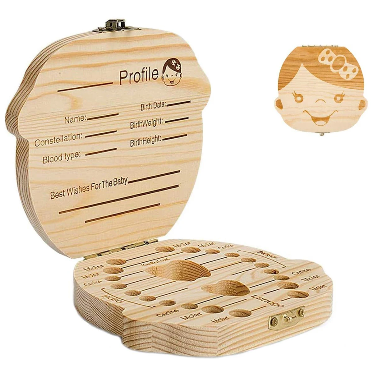 Baby Tooth Boxes for Girls and Boys Souvenirs, Wooden Tooth Storage and Preservation Boxes for Children Who Have Lost Teeth, New