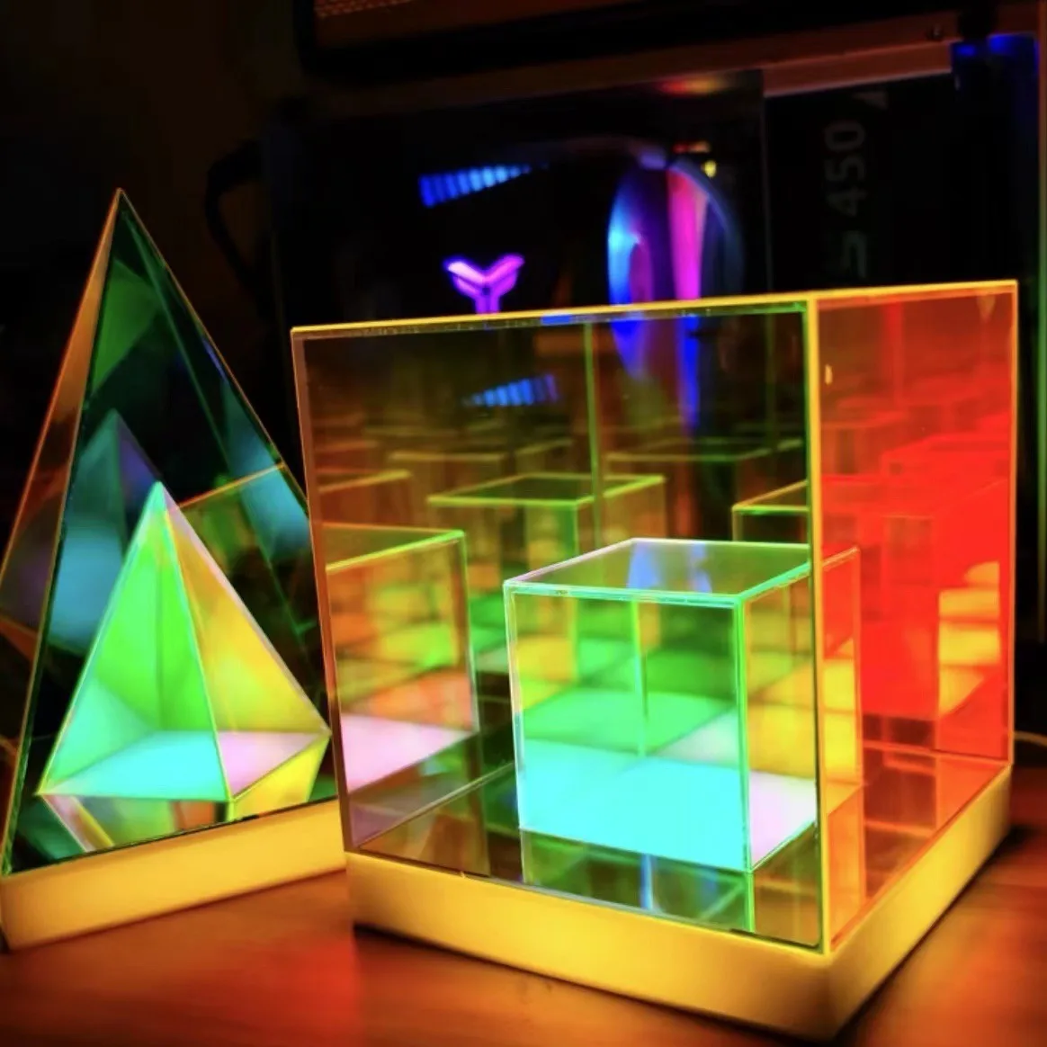 Creative desktop ambient light bedroom decoration ornament colorful neon cube portable camping gift