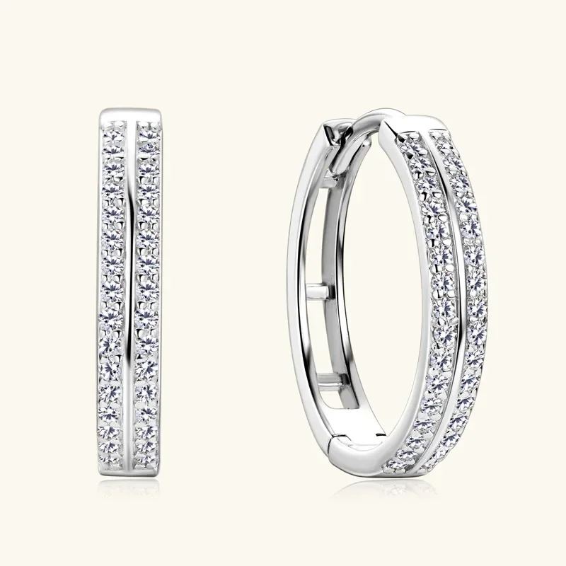 

Trend Hoop Earrings 925 Sterling Silver Round Moissanite Piercing Engagement Jewelry for Women Wedding Party Gift Birthday