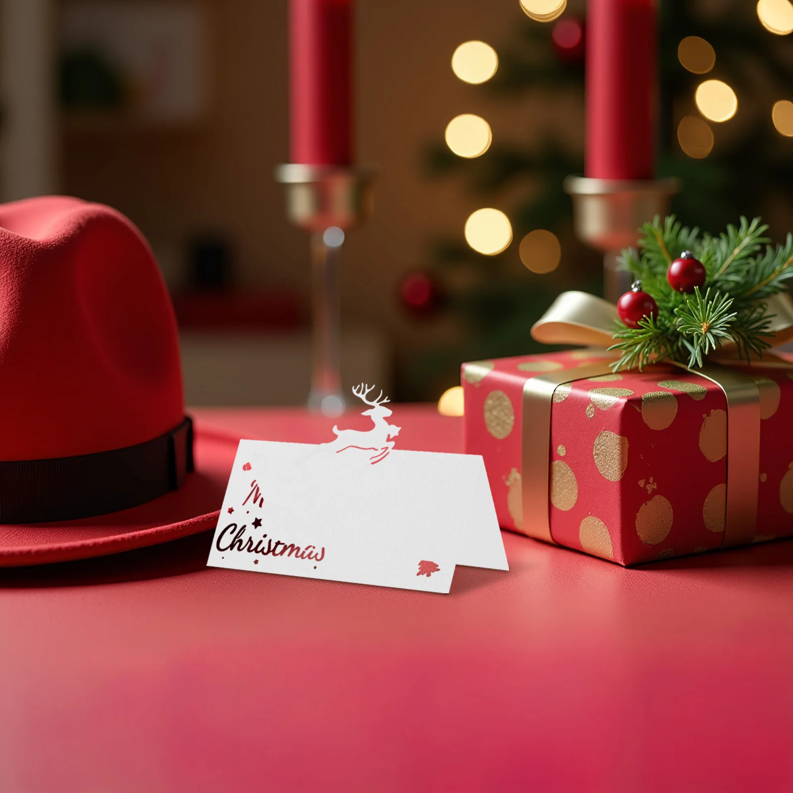 

50Pcs Reindeer Christmas Table Place Cards Elegant Cutout Blank Seating Cards for Wedding Dinner Party Holiday Event Decoration