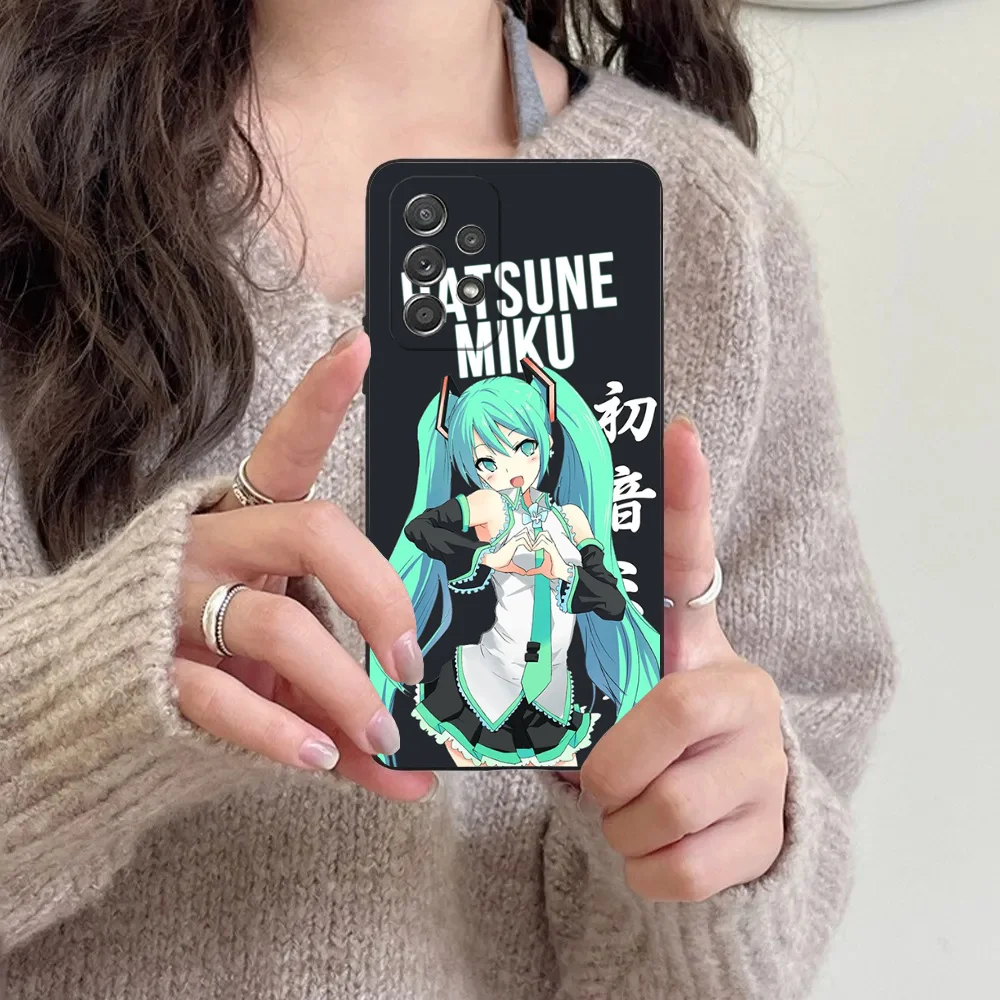 Anime Phone Case For Samsung S24,23,22,30,21,10,9,Ultra,Plus,Lite,FE,5G M-MIKU Black Soft Case