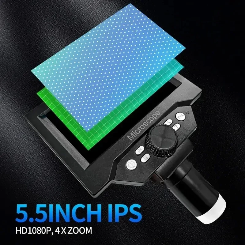 5,5-calowy mikroskop cyfrowy LCD 1000X 1080P moneta mikroskop lupa z mikroskopem stojącym do lutowania napraw elektroniki