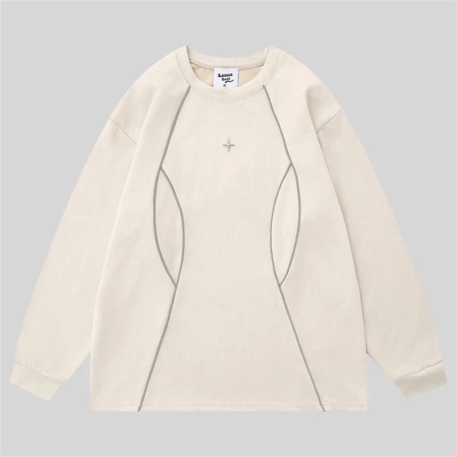 Hip Hop Suede Mens Sweatshirts Hoodies Streetwear Reflective Article Pullover Winter Harajuku Cotton Casual Sweatshirt Black