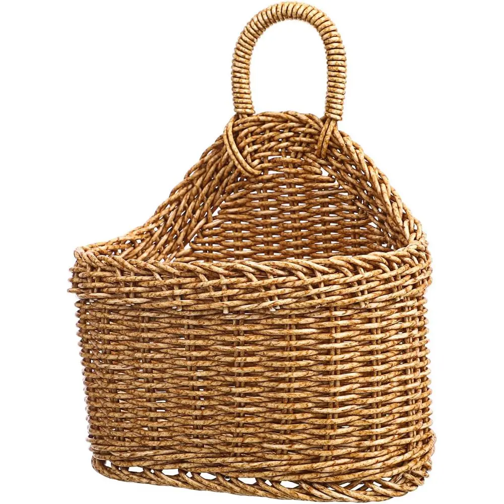 

Rustic Wicker Wall Hanging Basket: Kitchen Storage Organizer for Vegetables, Fruits, and More