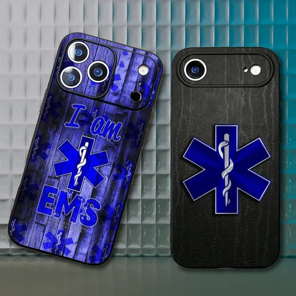 

EMT EMS Ambulance Phone Case For iPhone17,16,15,14,13,12,11 Plus,Pro Max Soft Black Cover
