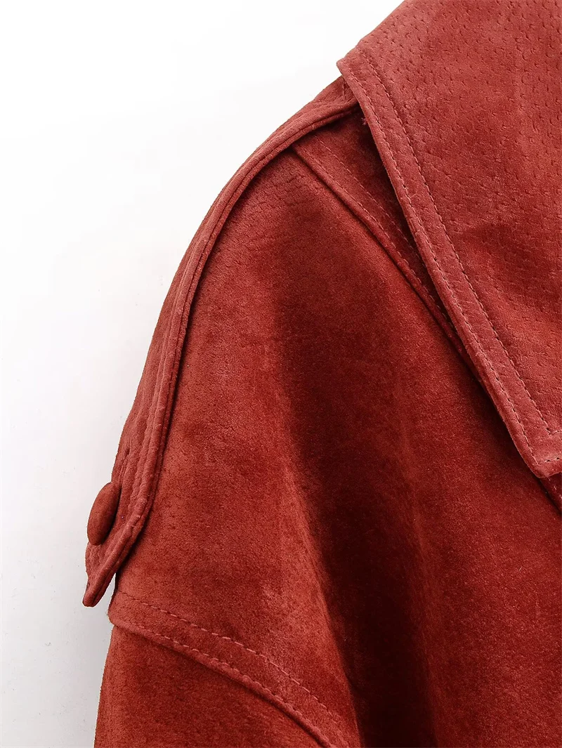 Damesjas 2025, nieuwe mode herfst winter rode asymmetrische reversjas met lange mouwen, persoonlijkheid chique damesjas